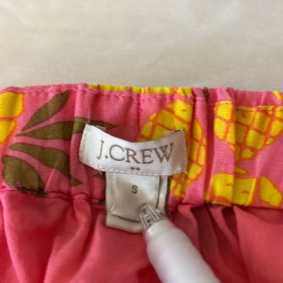 J Crew Mini Skirt Small Pink Yellow Pineapple Print Pull On Vacation Summer Cute - Picture 3 of 6